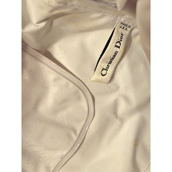 Christian Dior Floral Print Cosmetic Bag Navy Vintage Zip Pouch 9x4x14 9x8 80s - Picture 9 of 16